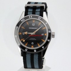 41mm Debert sapphire glass Automatic Black Dial Mechanical Mens Wristwatch1907