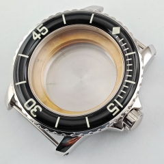 45mm black Bezel Silver Watch Case Fit ETA 2836,Miyota 8205/8215 Movement P831