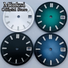 Miuksi 29mm sterile dial black blue green silver watch dial luminous fit NH35 movement fit 3 o'clock crown 3.8 o'clock crown