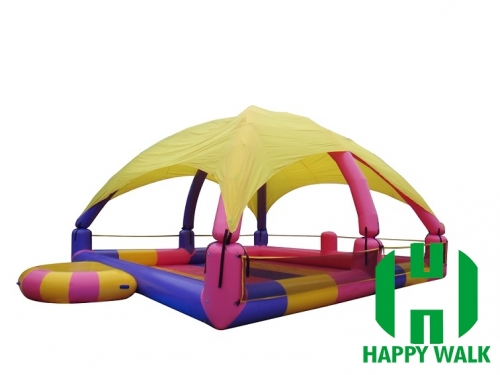 Custom Cubic Yellow & Black Colored Giant Commercial Outdoor Airtight Inflatable Pool with Tent for Water Walking Ball,Hand Boat,Bumper Boat