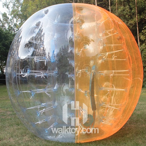 Half Orange Half Clear inflatable Soccer Bubble