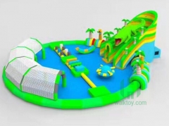 The crocodile themed inflatable water park group