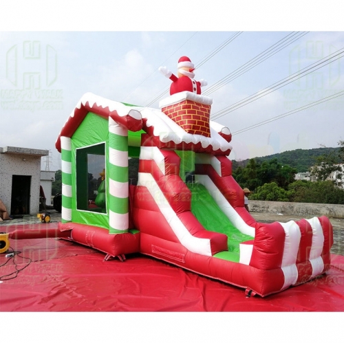 Christmas Santa Claus Inflatable Bouncer Castle With Slide