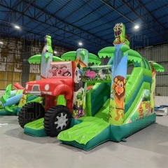 Hot sale Children's Fun World Green Jungle inflatable bouncer bouncy castle amusement park