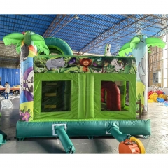 Hot sale Children's Fun World Green Jungle inflatable bouncer bouncy castle amusement park