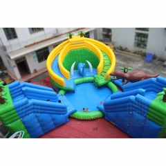 Large water world inflatable water park water slide inflatable kids double slide pool