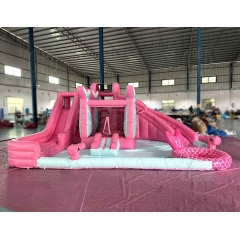 Customized outdoor water park mermaid pool water slides inflatable slide inflatable Bouncer water slide