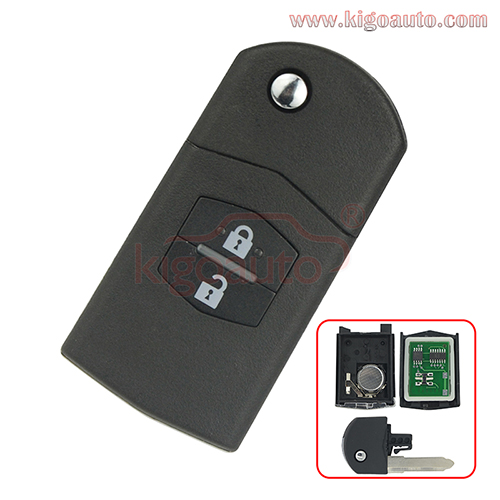 FCC ID SKE126-01 Flip remote key 2 button 433.4Mhz 315Mhz with 4D63 chip for Mazda 2 3 5 6 CX7 MX5 2006-2014 models without proximity keyless system
