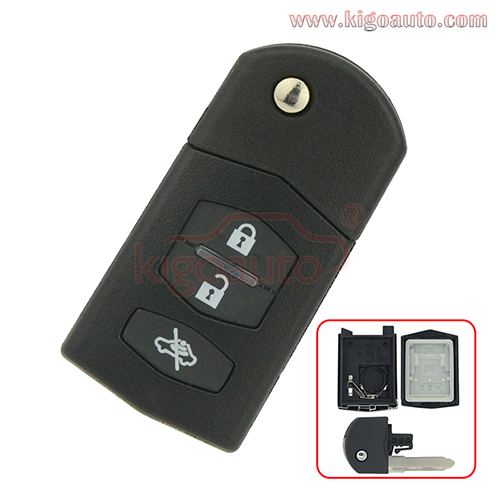 Flip key shell 3 button for Mazda 3 5 6 RX8 MX5 2003-2011