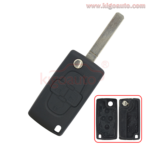 Flip key shell 4 button VA2 blade for Peugeot 1007 Citroen C8