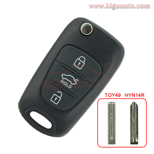 Flip key shell 3 button for Hyundai I20 I30 2008 2009 2010 2011 2012 remote key case