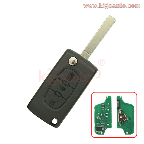 CE0523 Flip remote key 3 button middle light VA2 blade 434Mhz PCF7941 ASK for Peugeot 107 207 307 308 407 607 Citroen C2 C3 C4 C5 C6 C8