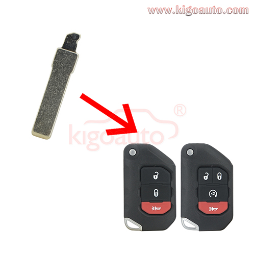 Uncut Replacement Insert Flip Key Switch Blade For 2018 - 2019 Jeep Wrangler FCC OHT1130261