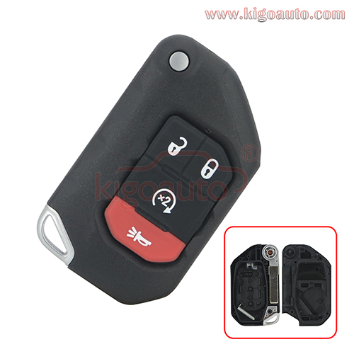 Flip remote key case 3 button with panic for 2018 - 2019 Jeep Wrangler FCC OHT1130261
