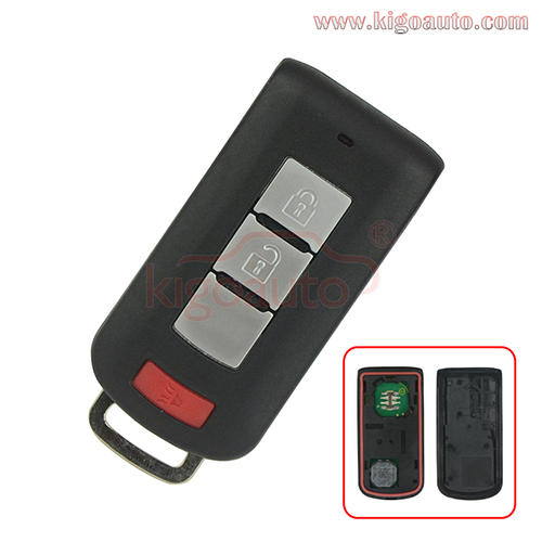 FCC OUC644M-KEY-N keyless go smart key 2 button with panic 315mhz 434mhz ID46-PCF7952 chip for 2008-2019 Mitsubishi Outlander Mirage PN: 8637A316