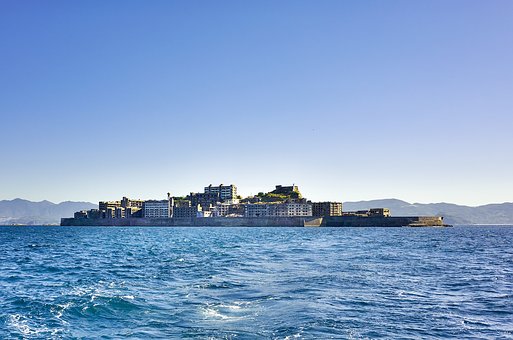 Japan, Nagasaki, Warship Island, Sea