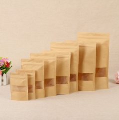 Resealable zipper Brown Kraft Paper Bag For Food Packaging
