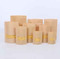 Resealable zipper Brown Kraft Paper Bag For Food Packaging