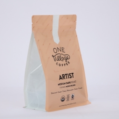 Bolsa de café de fondo plano con cremallera resellable 100% compostable