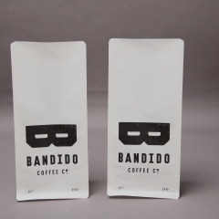 Bolsa de café de fundo plano 100% compostável personalizada