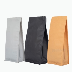 In stock 100% recyclable flat bottom coffee pouch bag with degassing valve