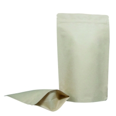 Pochette d'emballage en papier kraft 100 % compostable avec fermeture éclair.