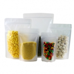 Matt surface transparent stand up food packaging pouch