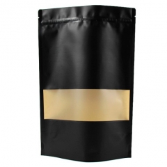 Estoque stand up bolsa de embalagem de alimentos de papel kraft preto