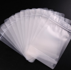 Matt surface transparent stand up food packaging pouch