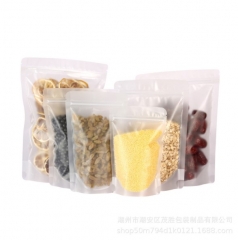 Matt surface transparent stand up food packaging pouch