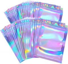 Amazon hot sale resealable zipper laser film hologram bag