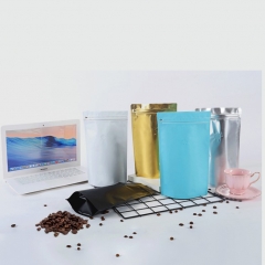 Stand up coffee packaging bags with one way degassing valve