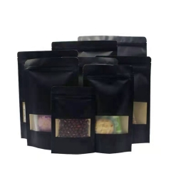 Stock stand up black kraft paper food packaging pouch