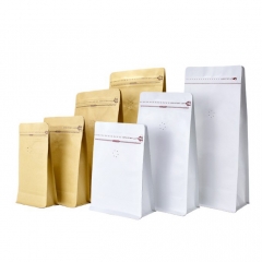 Wiederverschließbare Kaffeeverpackungsbeutel mit Reißverschluss und flachem Boden in Lebensmittelqualität mit Entgasungsventil
