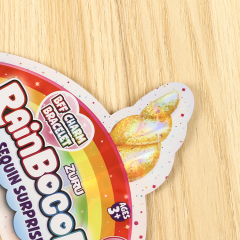 Kundenspezifischer Beutel in Form einer Snack-Food-Verpackung in Regenbogenform