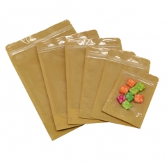 One side clear stand up kraft paper pouch with zipper