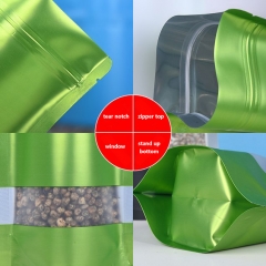 Colorful food packaging stand up pouch with window