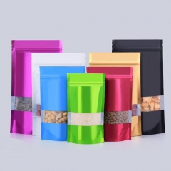 Embalagem de comida colorida stand up pouch com janela