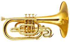 F Marching Mellophone Brass Body with wood case and mouthpice