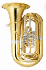 3/4 Bb Flat Tuba 5 Rotary Valves Yellow Brass Body 798mm Height Brass Instruments with Foambody Case On Sale