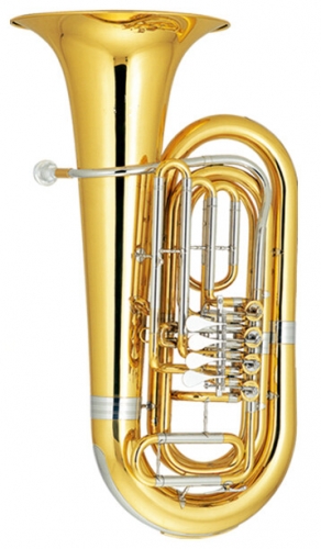 3/4 Tuba Four Rotary Valves Bb Flat 895mm Height Brass Instruments with ABS Case