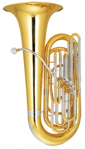 3/4 Tuba Four Valves Front Bb Flat 895mm Height Brass Instruments with ABS Case