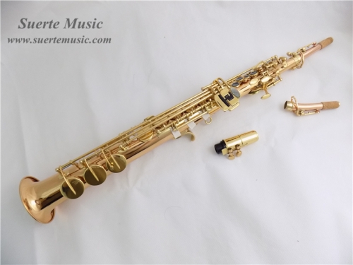 Straight Soprano Saxophone Italy Pads Gold Brass Body With Foambody case and mouthpiece China mainland Musical instruments Manufacture export
