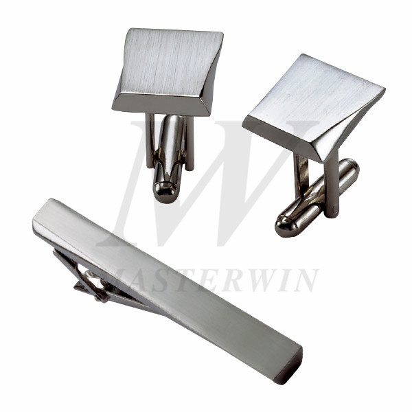 Metal Tie Clip and Cufflinks Set_B92740