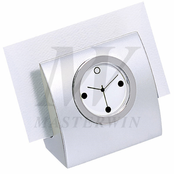 Metal Desk Quartz Clock with Name Card Holder_82003