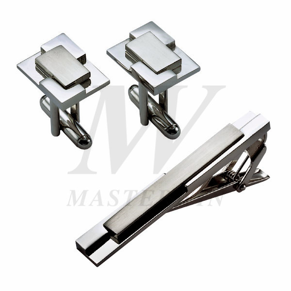 Metal Tie Clip and Cufflinks Set_B92742