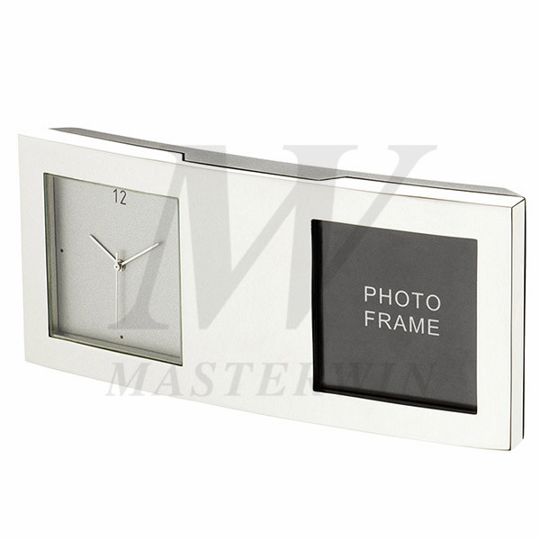 Metal Desk Quartz Clock with Photo Frame_B86379