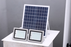 36W 64W 80W 100W dusk to dawn IP65 remote control solar LED flood light with two lamps for outdoor garden lighting