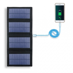 Carregador de painel solar dobrável para telefone celular 8W monocristalino de silicone portátil carregador de bolsa solar