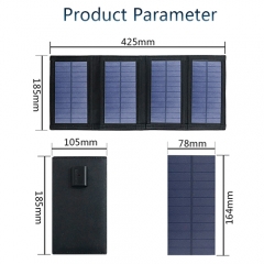 Carregador de painel solar dobrável para telefone celular 8W monocristalino de silicone portátil carregador de bolsa solar